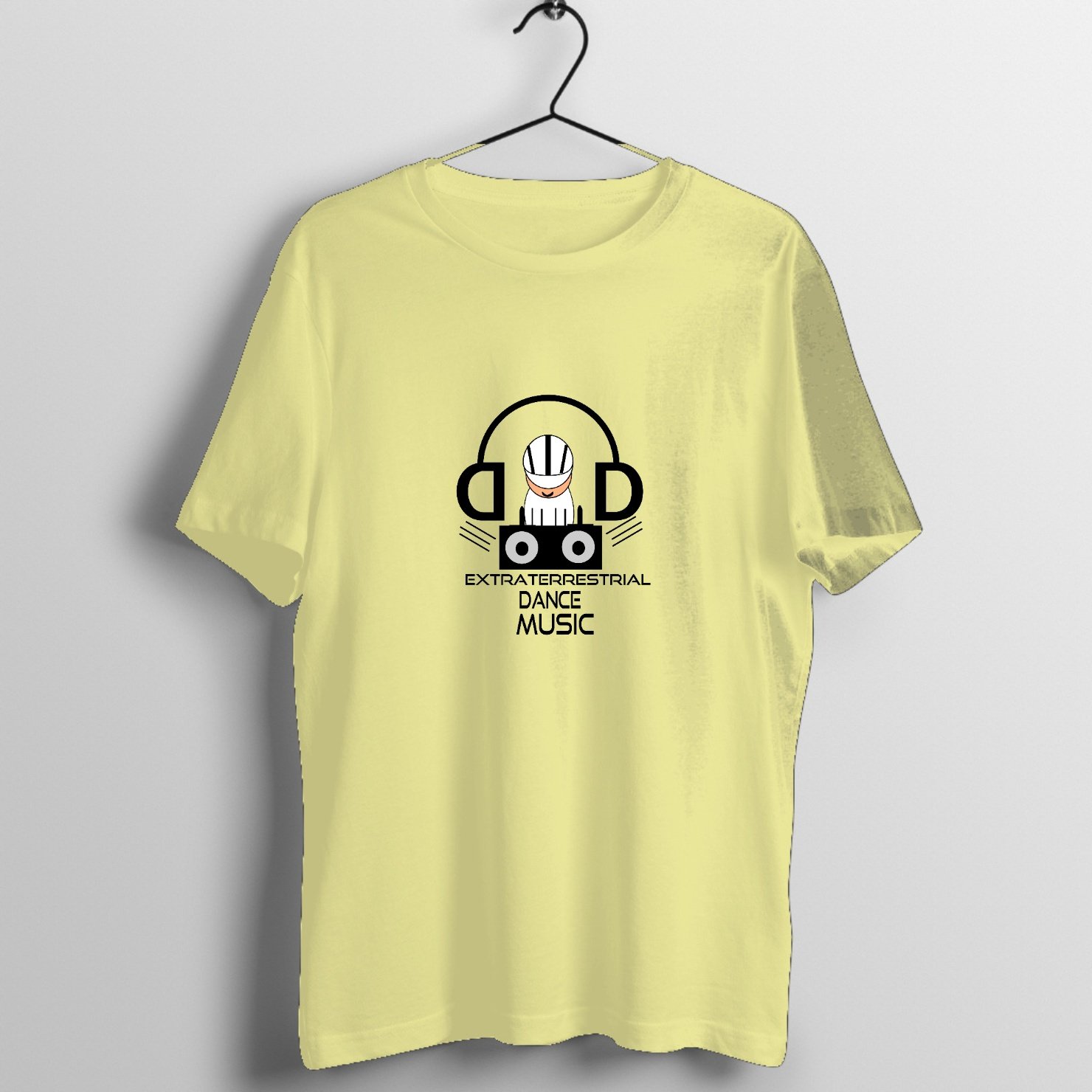 Extraterrestrial Dance Music Gyz787z2d4by 18 Graphic T-Shirt printed on premium rock music graphic t-shirt - Front Mockup