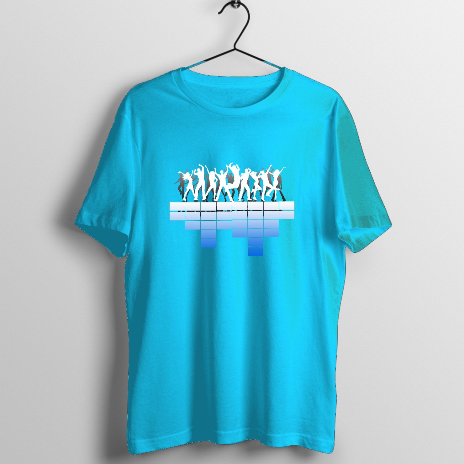 Breakbeat Drummer Groove Graphic T-Shirt printed on premium rock music graphic t-shirt - Front Mockup