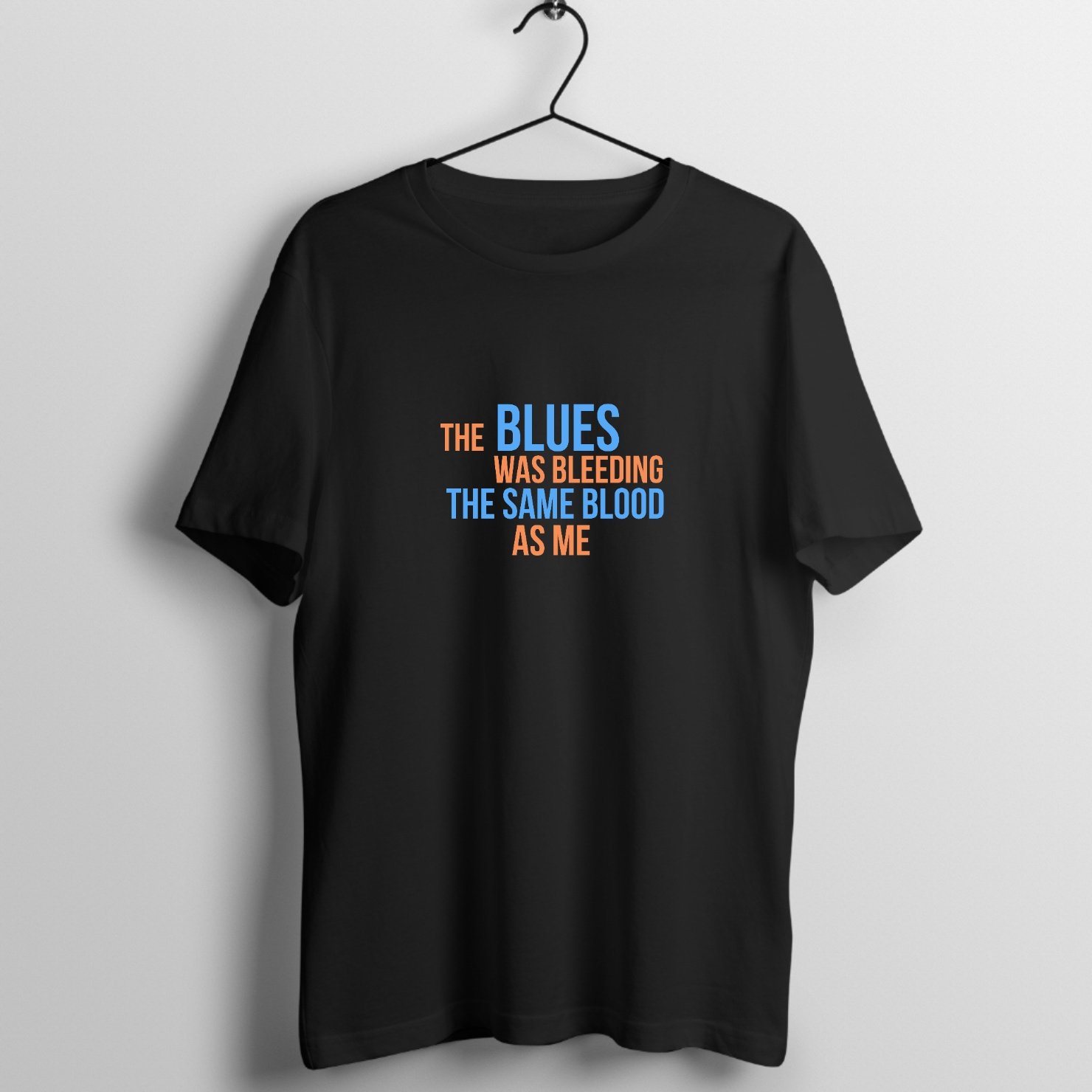 Stylish graphic design featuring blues lyrics printed on premium rebel quote t-shirt - Front Mockup