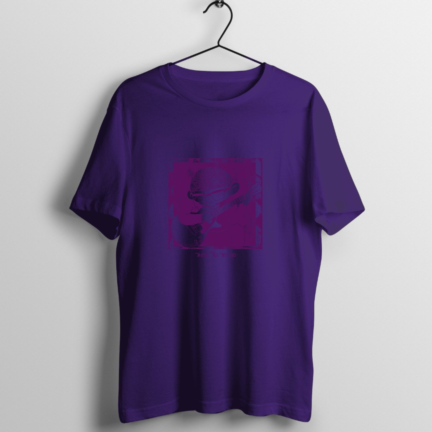 T Shirt Design Template With An Illustration Of An Elderly Musician 2628d Graphic T-Shirt printed on premium rock music graphic t-shirt - Front Mockup