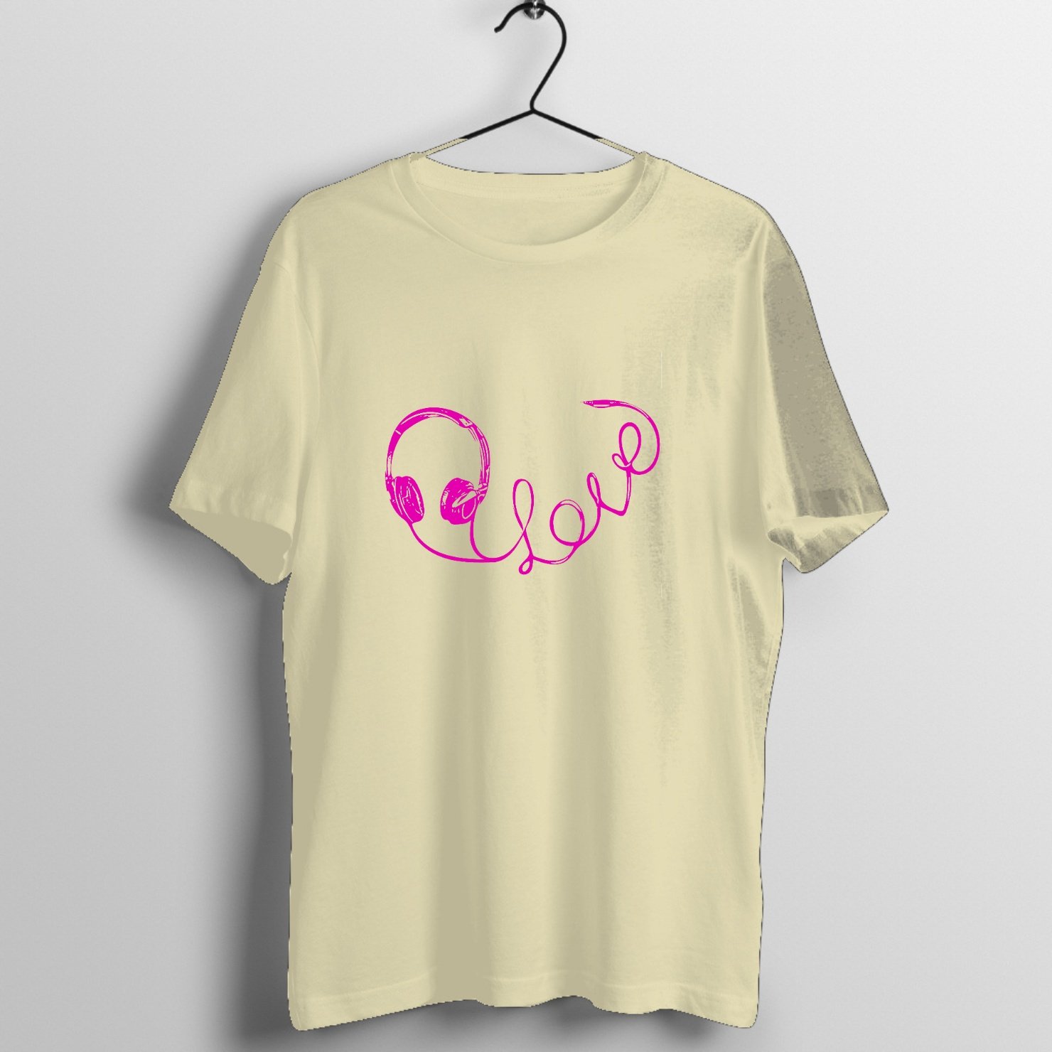 Neon Pulse Synth & Strings - Live Stage Cut Graphic T-Shirt printed on premium rock music graphic t-shirt - Front Mockup