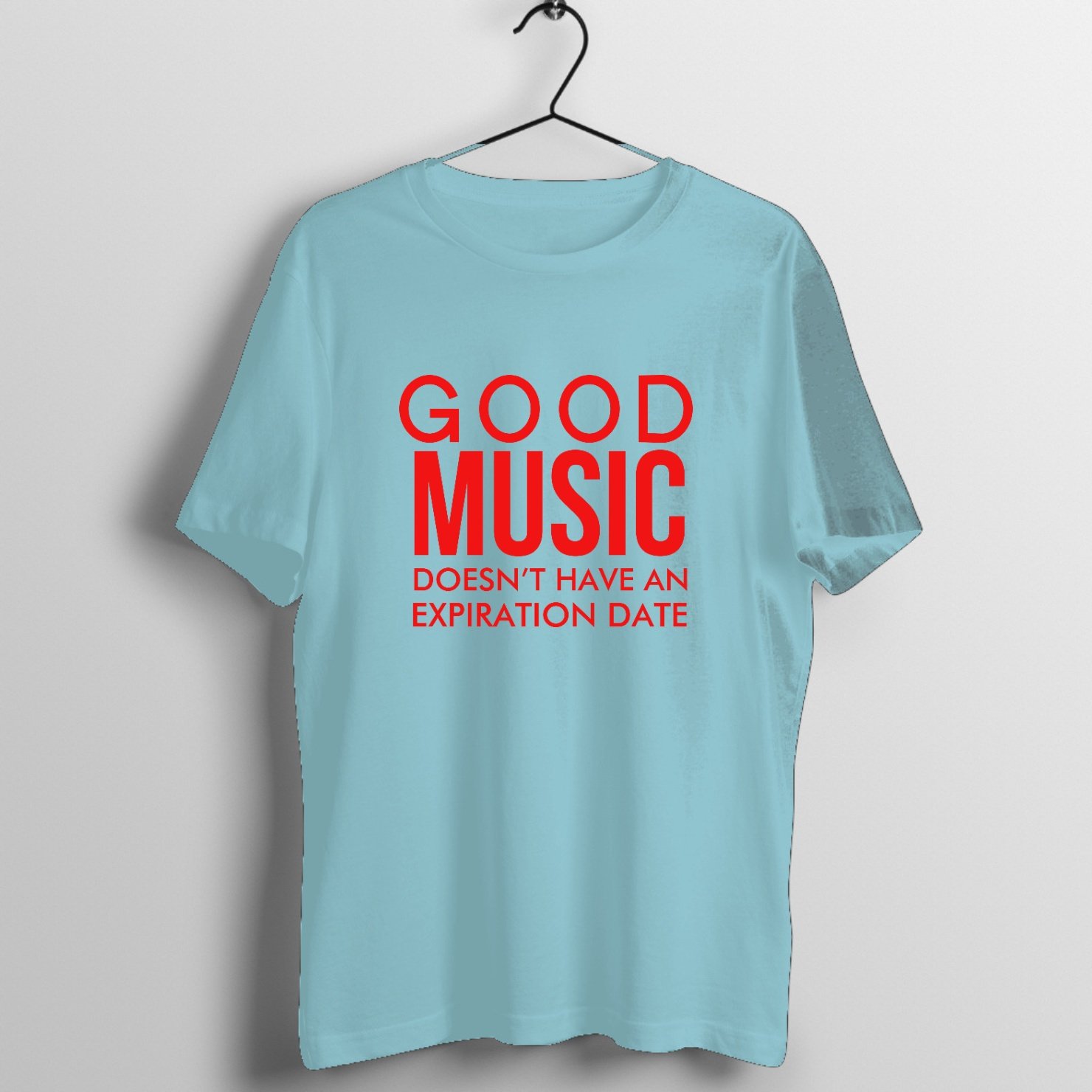Acoustic Sunset Melody Graphic T-Shirt (Surf Blue Edition) - Tour Cut printed on premium rock music graphic t-shirt - Front Mockup