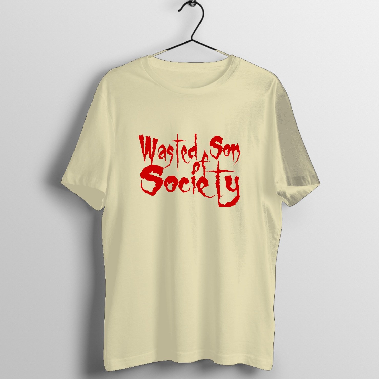 Electric Distortion Riff Graphic T-Shirt printed on premium rock music graphic t-shirt - Front Mockup