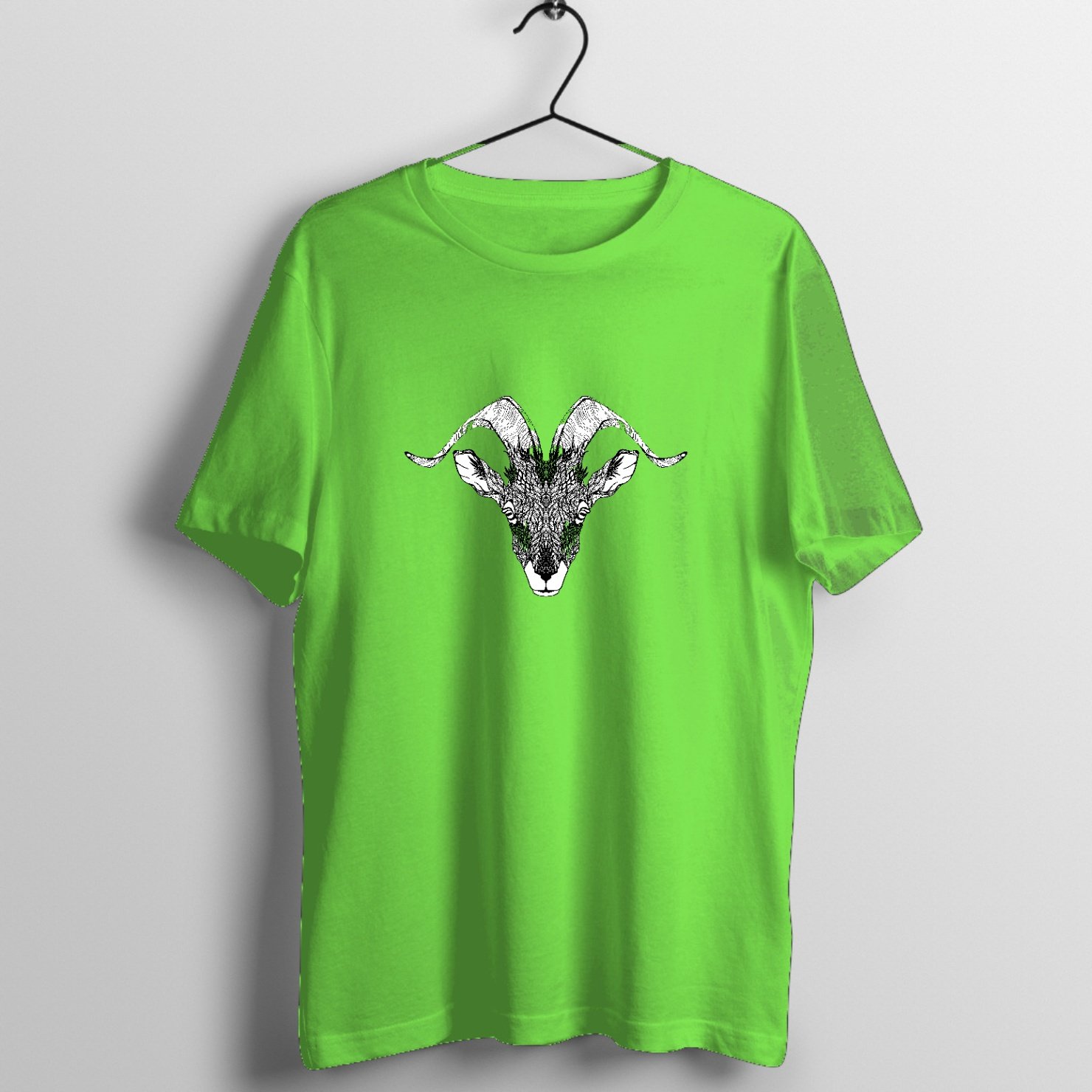 Gothic Wolfpack Moon Tattoo Graphic T-Shirt printed on premium rock music graphic t-shirt - Front Mockup