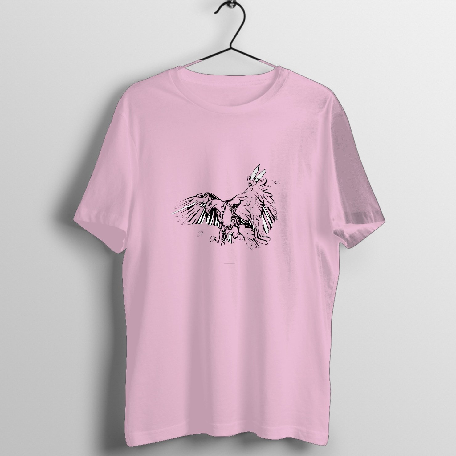 Mythic Dragon Line Art Tattoo Graphic T-Shirt printed on premium rock music graphic t-shirt - Front Mockup