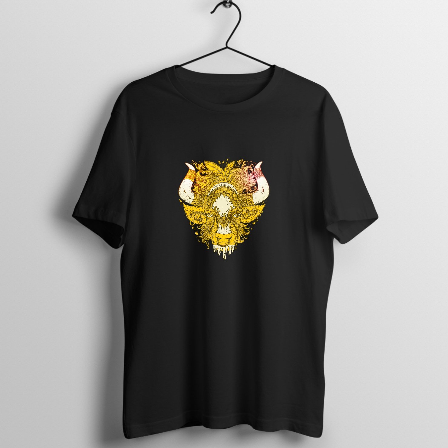 L (73) Copy Graphic T-Shirt printed on premium rock music graphic t-shirt - Front Mockup