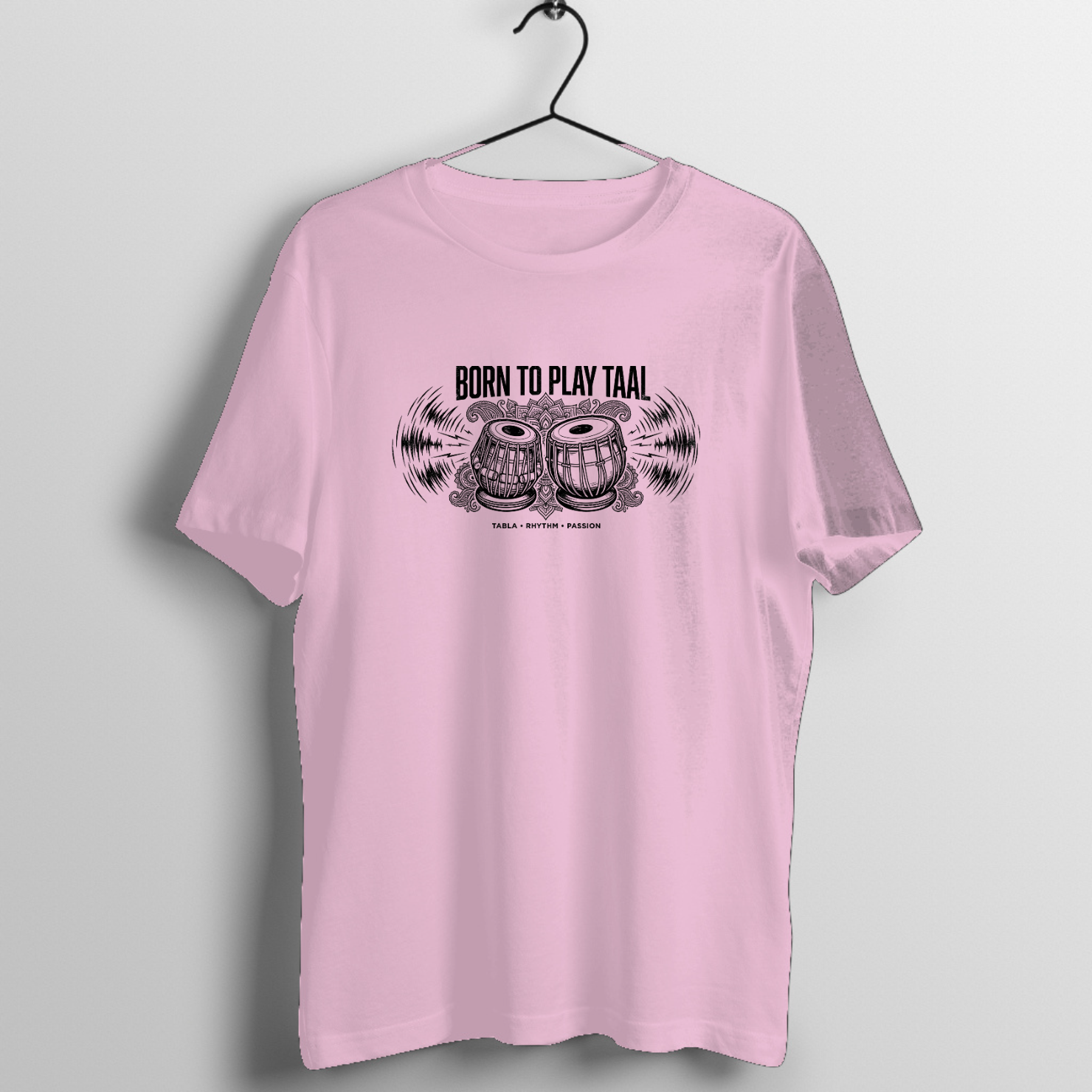 Sunburst Heritage Guitar Graphic T-Shirt printed on premium rock music graphic t-shirt - Front Mockup