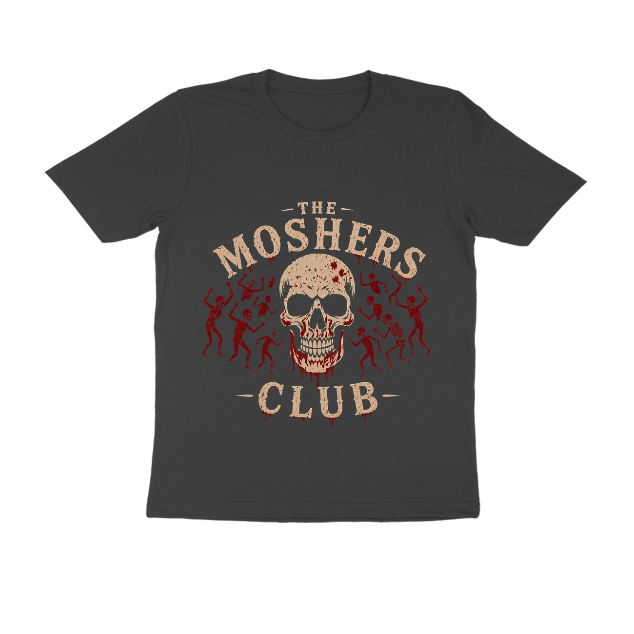 The Moshers Club - Official Mosh Pit Skull Graphic T-Shirt - Official Metal Music Merchandise Graphic T-Shirt Mockup (BA-METAL-5649)