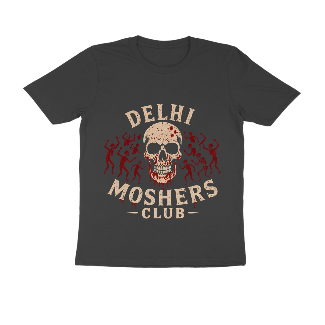 Delhi Moshers Club - Mosh Pit Skull Graphic T-Shirt - Official Metal Music Merchandise Graphic T-Shirt Mockup (BA-METAL-6048)