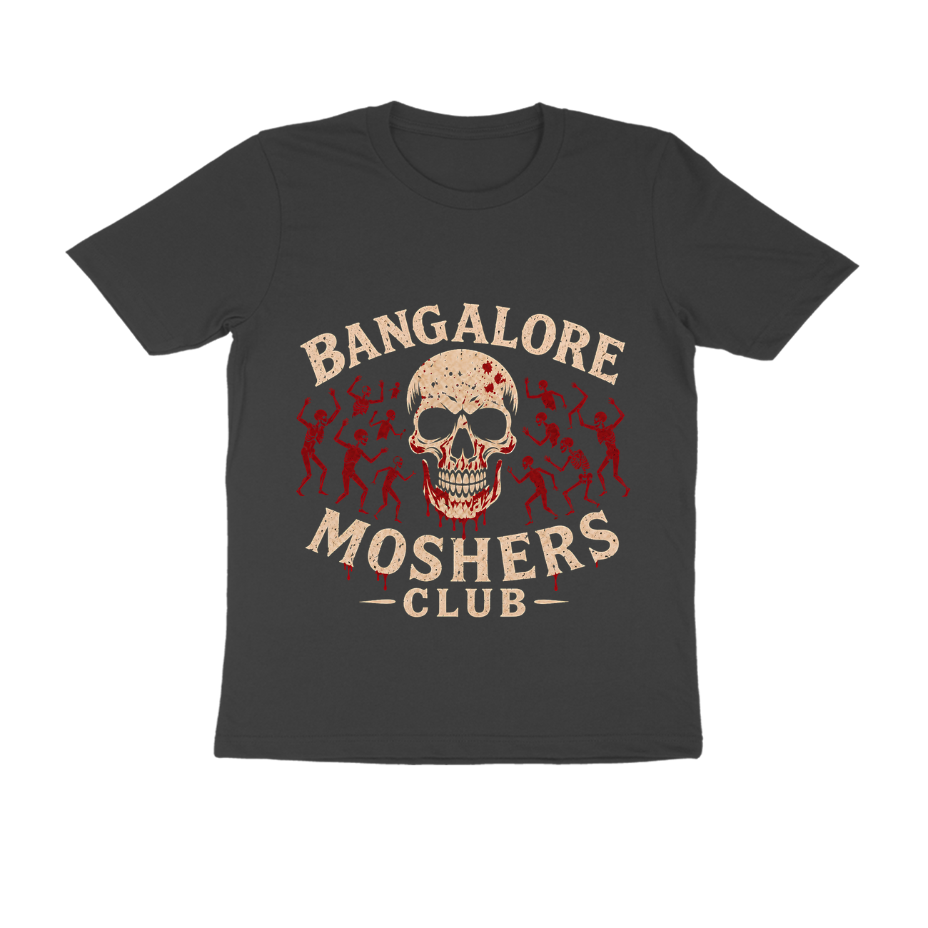 Bangalore Moshers Club - Mosh Pit Skull Graphic T-Shirt - Official Metal Music Merchandise Graphic T-Shirt Mockup (BA-METAL-7930)