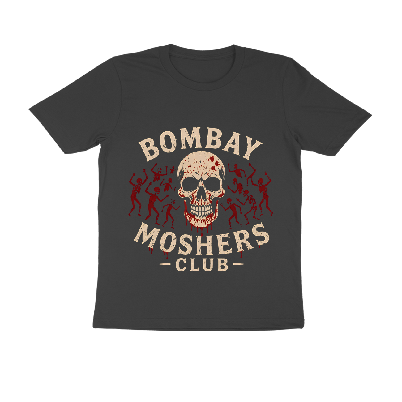 Bombay Moshers Club - Mosh Pit Skull Graphic T-Shirt - Official Metal Music Merchandise Graphic T-Shirt Mockup (BA-METAL-9127)