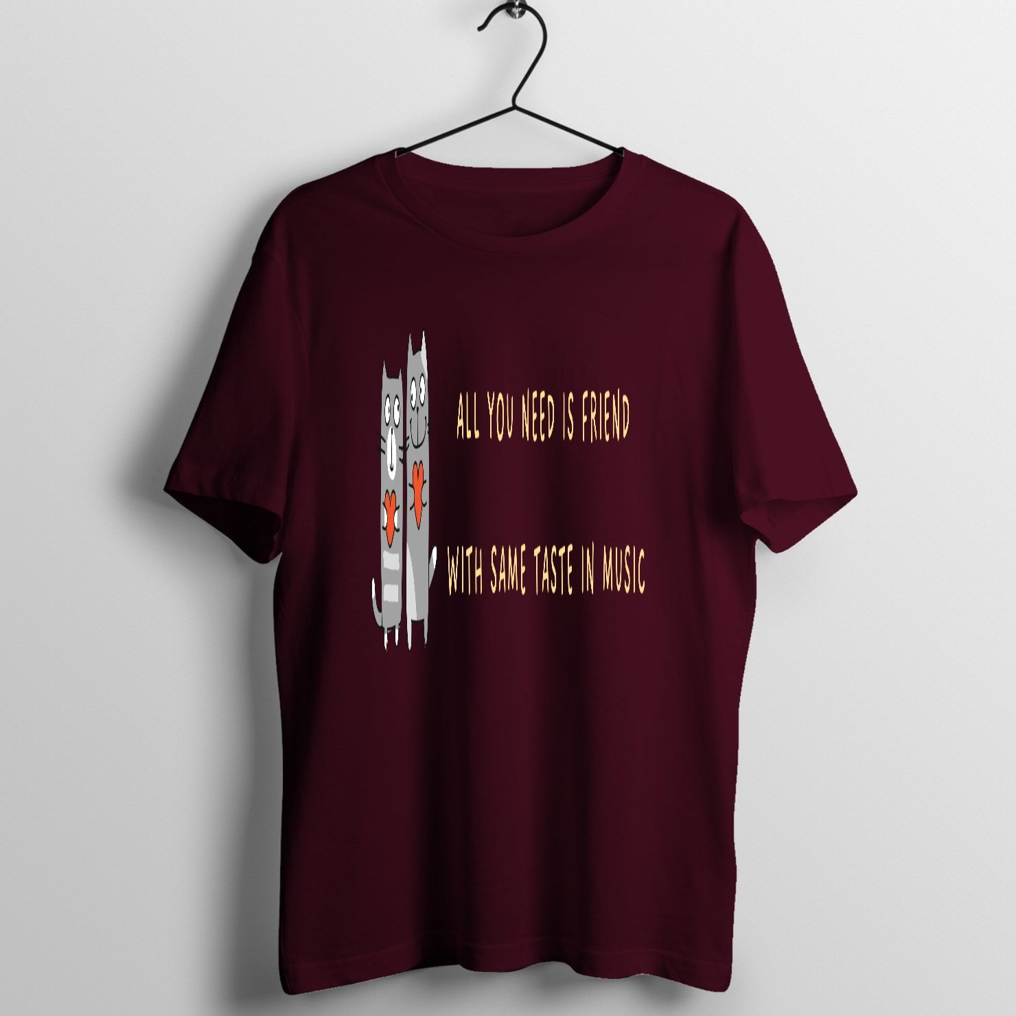 Kat on Burgundy T-Shirt