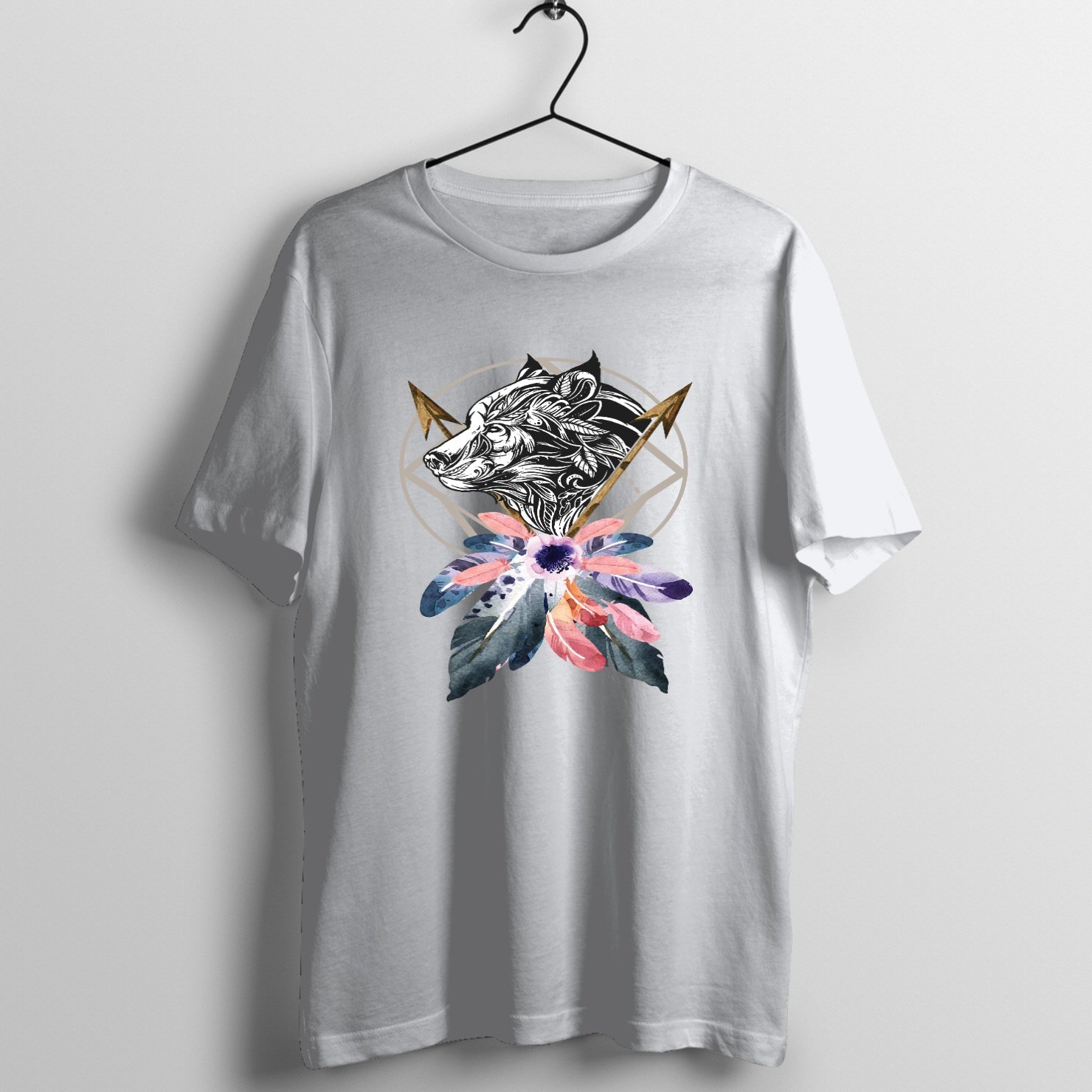 Wildlife Dream Catcher on Silver Frost T-Shirt
