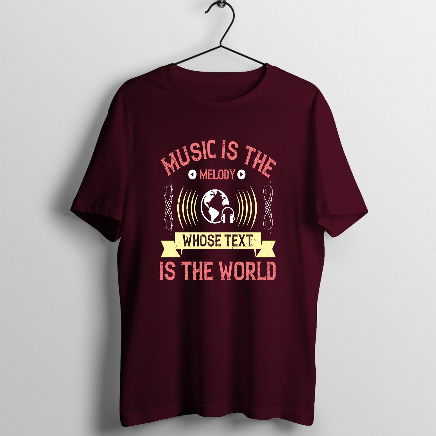 Music Is The Melody on Burgundy T-Shirt