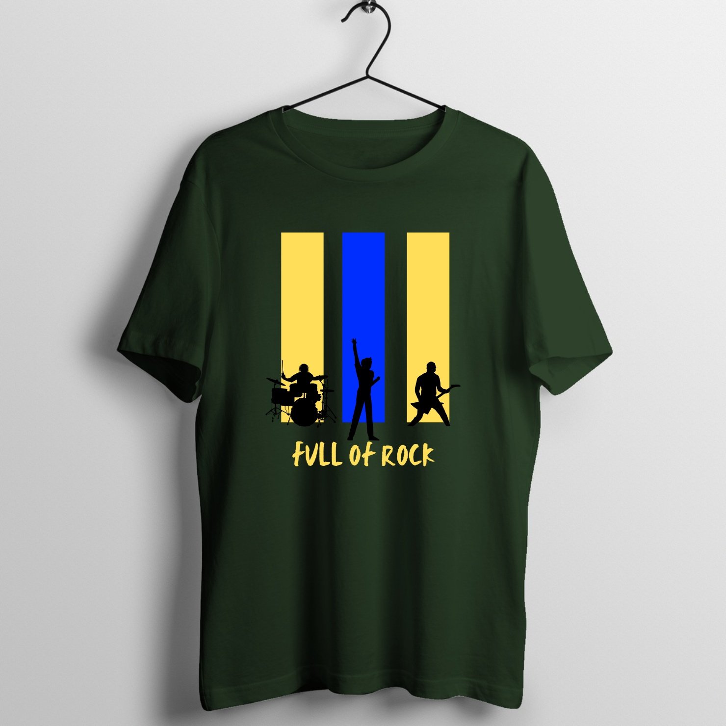 Full Of Rock on Olive Green T-Shirt