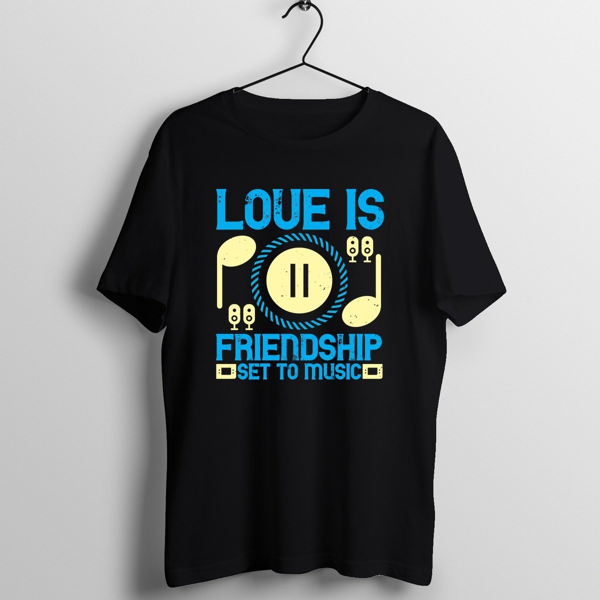 Love Is Friendship - Official Music Quotes Music Merchandise Graphic T-Shirt Mockup (BA-MUSICQUO-1018)